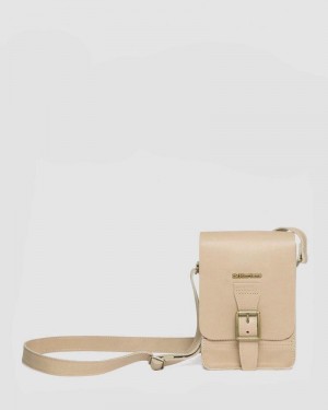 Bolsos y Mochilas Dr Martens Carrara Cuero Vertical Crossbody Bag (Carrara) Beige | RE29-Y7HX