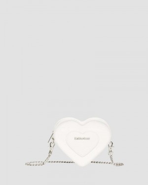 Bolsos y Mochilas Dr Martens Vegan Mini Heart Shaped Bag (Kemble Pu) Blancas | FO18-Y6MN