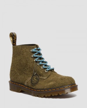 Botas Dr Martens 101 Made in England Hardware Gamuza Ankle Boots Verde Oliva | XB72-P0CR