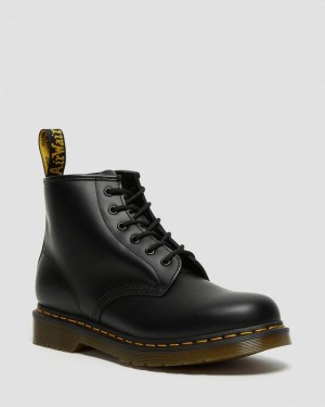 Botas Dr Martens 101 Yellow Stitch Smooth Cuero Ankle Boots (Smooth Cuero) Negras | CU75-Z4SM