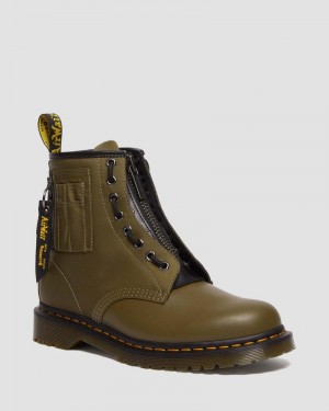 Botas Dr Martens 1460 Ben Alpha Industries Nylon & Cuero Encaje Up Boots Olive/Black | QL99-N3CH