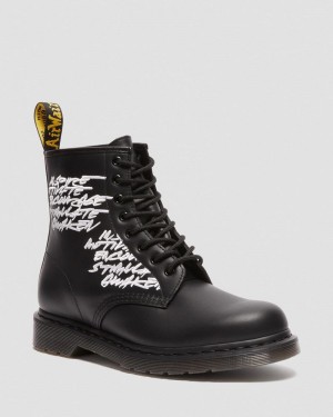 Botas Dr Martens 1460 Futura Embroidered Cuero Encaje Up Boots (Nappa Cuero) Negras | CR76-P3ZE