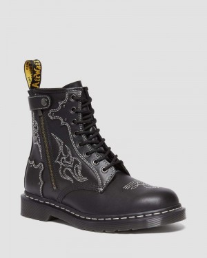 Botas Dr Martens 1460 Gothic Americana Cuero Encaje Up Boots (Wanama) Negras | YM62-D1MW