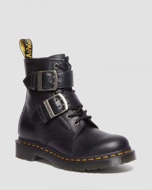 Botas Dr Martens 1460 Hebilla Pull Up Cuero Encaje Up Boots (Pull Up) Negras | SG75-M4CE