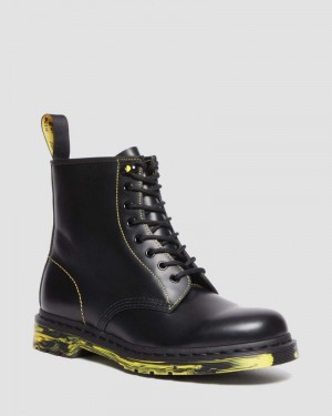 Botas Dr Martens 1460 Marbled Sole Smooth Cuero Encaje Up Boots (Smooth Cuero) Negras | WK36-K0DO