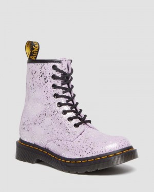 Botas Dr Martens 1460 Metallic Splatter Gamuza Encaje Up Boots (Metallic Paint Splatter Gamuza) Lilac | WE74-M3TX