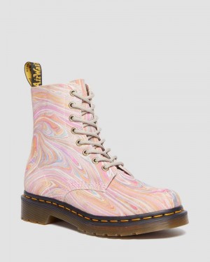 Botas Dr Martens 1460 Pascal Marbled Gamuza Encaje Up Boots (Marbled Gamuza) Rosas Naranjas | NQ14-J7TK