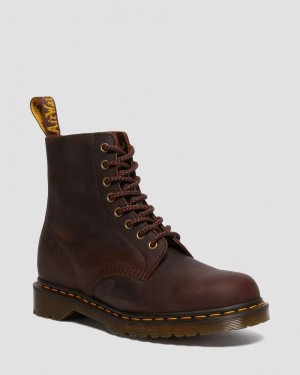 Botas Dr Martens 1460 Pascal Waxed Full Grain Cuero Encaje Up Boots (Waxed Full Grain) Chestnut | JX26-P6WU