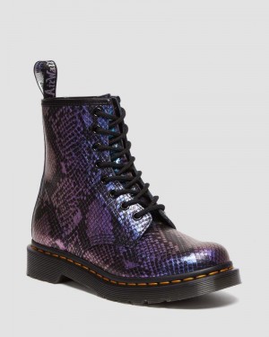 Botas Dr Martens 1460 Snake Print Emboss Cuero Encaje Up Boots (Viper Croc Emboss) Negras | KY46-Z9MU