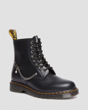 Botas Dr Martens 1460 Swarovski Cuero Encaje Up Boots (Smooth Cuero) Negras | JF82-N7OQ