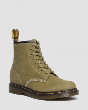 Botas Dr Martens 1460 Tumbled Nubuck Cuero Encaje Up Boots (Tumbled Nubuck) Verde Oliva | MM14-X4MB