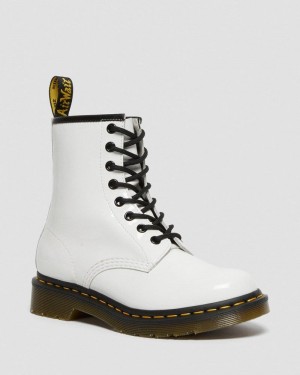 Botas Dr Martens 1460 - Charol Cuero Encaje Up Boots (Charol Cuero) Blancas | KM93-J2RH