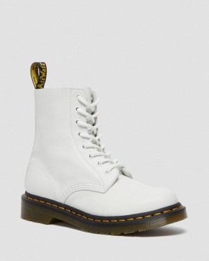 Botas Dr Martens 1460 - Pascal Virginia Cuero Boots (Virginia) Blancas | ID38-N8DK