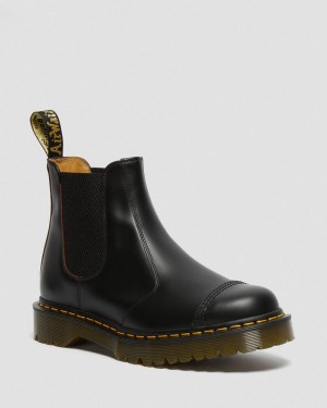 Botas Dr Martens 2976 Bex Made in England Puntera Cap Chelsea Boots (Quilon) Negras | AP47-M5GZ