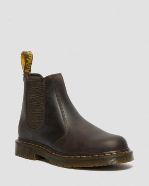 Botas Dr Martens 2976 Slip Resistant Cuero Chelsea Boots (Crazy Horse) Marrones Oscuro | UQ84-N4XF