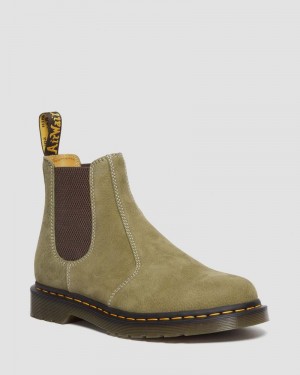 Botas Dr Martens 2976 Tumbled Nubuck Cuero Chelsea Boots (Tumbled Nubuck) Verde Oliva | QV08-M6OK