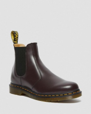 Botas Dr Martens 2976 Yellow Stitch Smooth Cuero Chelsea Boots (Smooth Cuero) Burdeos | HY57-A1JC