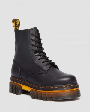 Botas Dr Martens Audrick Contrast Sole Cuero Plataforma Ankle Boots (Polished Lucido) Negras | LY10-I7LX