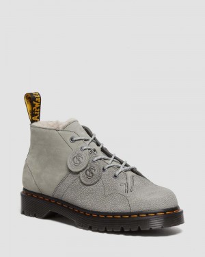 Botas Dr Martens Church Nubuck & Pebble Cuero Monkey Boots Gris | NL02-G6CT