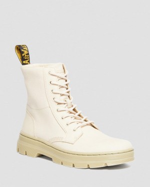 Botas Dr Martens Combs Lona Casuales Boots (Lona+Milled Coated Cuero) Beige | KW41-B7VF