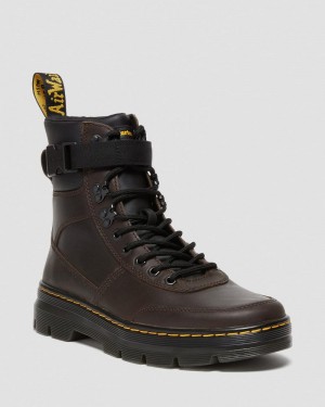 Botas Dr Martens Combs Tech Crazy Horse Cuero Casuales Boots (Crazy Horse) Marrones Oscuro | KC53-W6ED