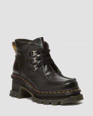 Botas Dr Martens Corran 3-Eye Atlas Cuero Tacón Boots (Atlas) Negras | QW24-H6VJ