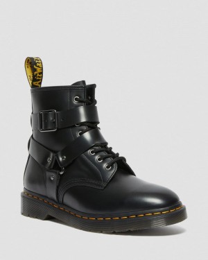 Botas Dr Martens Cristofor Cuero Harness Encaje Up Boots (Polished Smooth) Negras | QT06-X3LS