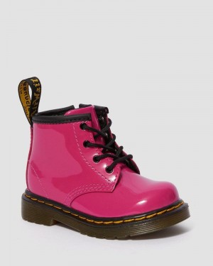 Botas Dr Martens Infant 1460 Charol Cuero Encaje Up Boots (Charol Cuero) Rosas | NK14-G4KE