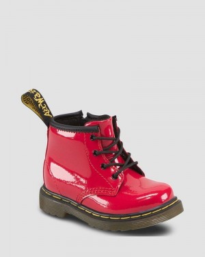 Botas Dr Martens Infant 1460 Charol Cuero Encaje Up Boots (Charol Cuero) Rojas | NQ55-Y9PM