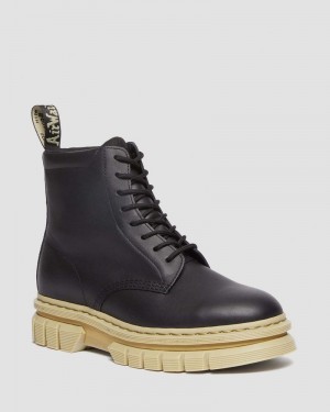 Botas Dr Martens Rikard Contrast Sole Plataforma Encaje Up Boots (Polished Lucido) Negras | XP76-C9WY