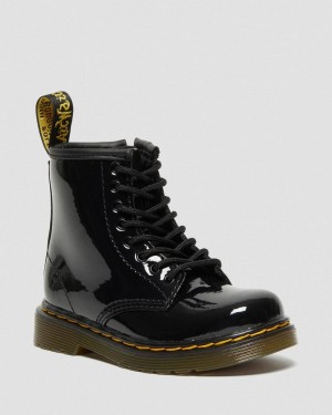 Botas Dr Martens Toddler 1460 Charol Cuero Encaje Up Boots (Charol Cuero) Negras | RL29-G6NE