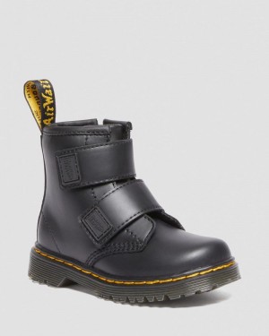 Botas Dr Martens Toddler 1460 Double Correa Cuero Boots (Romario) Negras | UT84-C3JE