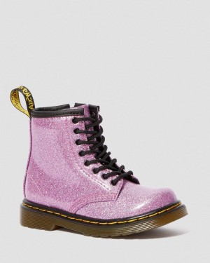 Botas Dr Martens Toddler 1460 Glitter Encaje Up Boots (Coated Glitter) Rosas Oscuro | JI61-Z0QI