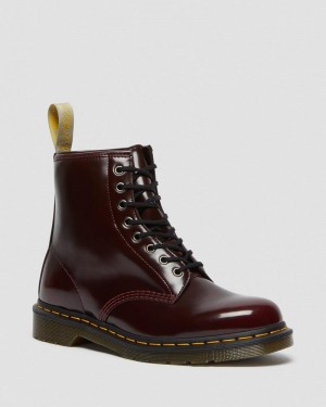 Botas Dr Martens Vegan 1460 Encaje Up Boots (Oxford Rub Off) Rojas | TO05-F3OQ