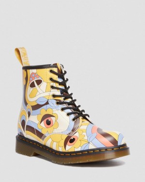 Botas Dr Martens Vegan 1460 Retro Kemble Encaje Up Boots (Kemble) Beige | HG13-W3YR