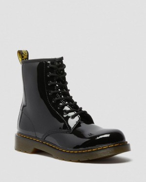 Botas Dr Martens Youth 1460 Charol Cuero Encaje Up Boots (Charol Cuero) Negras | HJ26-M8ZI