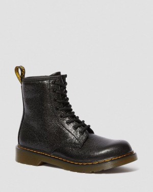 Botas Dr Martens Youth 1460 Crinkle Metallic Encaje Up Boots (Disco Crinkle) Negras | ZE64-R4RA