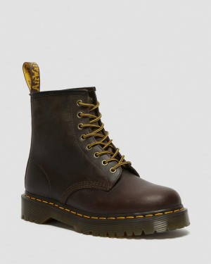 Botas de Plataforma Dr Martens 1460 Bex Crazy Horse Cuero Encaje Up Boots (Crazy Horse) Marrones Oscuro | UH59-L7HG