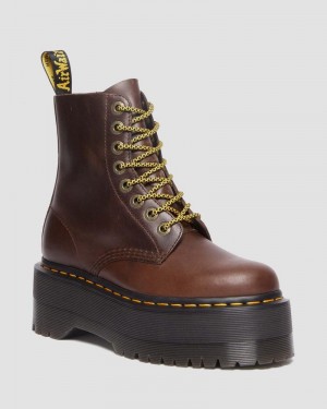 Botas de Plataforma Dr Martens 1460 Pascal Max Pull Up Cuero Plataforma Boots Marrones Oscuro | MF08-M4ME