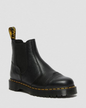 Botas de Plataforma Dr Martens 2976 Bex Fleece-Forro Plataforma Chelsea Boots (Milled Nappa) Negras | GI27-B8RU