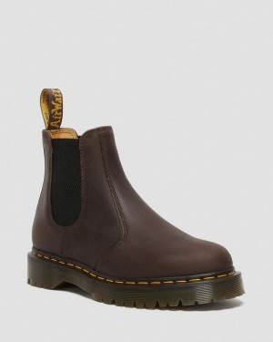 Botas de Plataforma Dr Martens 2976 Bex Crazy Horse Chelsea Boots (Crazy Horse) Marrones Oscuro | YJ54-V7FU