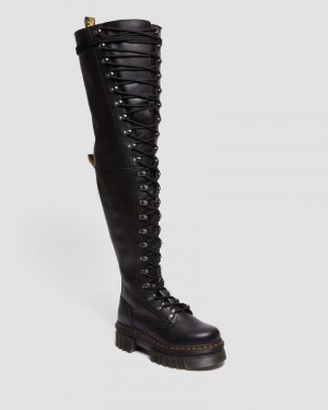 Botas de Plataforma Dr Martens Audrick 22-Eye Extreme Encaje Knee High Plataforma Botos (Nappa Lux) Negras | VH81-K9VY