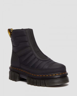 Botas de Plataforma Dr Martens Audrick Acolchado Plataforma Chelsea Boots (Rubberised Cuero+Warm Acolchado) Negras | WJ16-K2QT