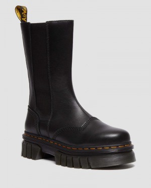 Botas de Plataforma Dr Martens Audrick Altas Nappa Cuero Plataforma Chelsea Boots (Nappa Lux) Negras | NI75-W9AU