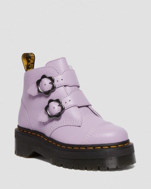 Botas de Plataforma Dr Martens Devon Flower Hebilla Cuero Plataforma Boots (Milled Nappa) Lilac | DR75-S4FV