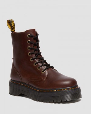 Botas de Plataforma Dr Martens Jadon Boot Pull Up Cuero Platforms Marrones Oscuro | XF62-I7IU