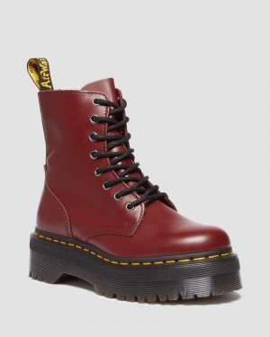 Botas de Plataforma Dr Martens Jadon Boot Smooth Cuero Platforms (Polished Smooth) Rojas | HR35-O2OC