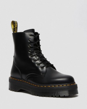 Botas de Plataforma Dr Martens Jadon Boot Smooth Cuero Platforms (Polished Smooth) Negras | YF87-D6UT