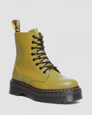 Botas de Plataforma Dr Martens Jadon Boot Smooth Cuero Platforms (Smooth Cuero) Verde Oliva | TK63-T5ZD