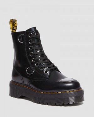 Botas de Plataforma Dr Martens Jadon Boot Puntera Guard Cuero Platforms (Buttero) Negras | KE75-T3YN